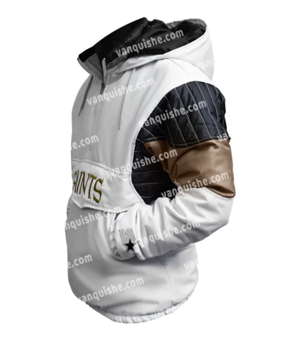 Brook NFL New Orleans Saints White Starter Jacket Side Look