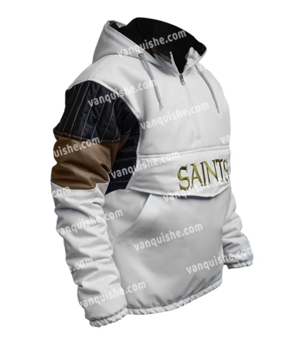 Brook NFL New Orleans Saints White Starter Jacket Side Look