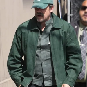 David Harbour Green Suede Leather Jacket