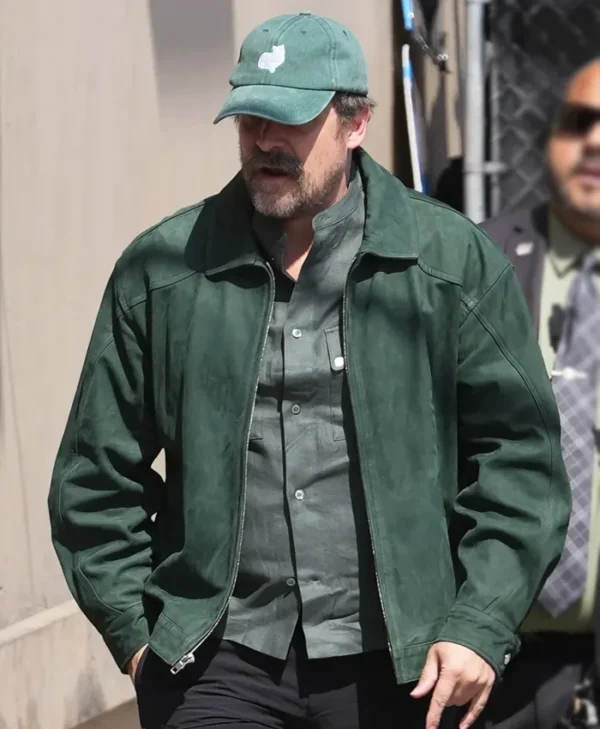 David Harbour Green Suede Leather Jacket