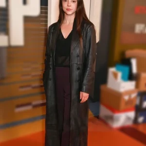 Dept. Q S01 Bobby Rainsbury Black Leather Coat Side