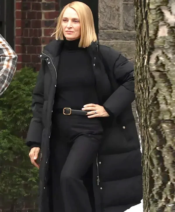 Dexter Resurrection S01 Uma Thurman Black Puffer Coat