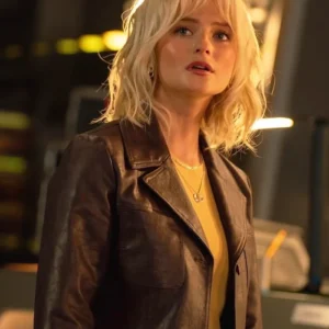 Doctor Who S02 Millie Gibson Brown Leather Blazer Side