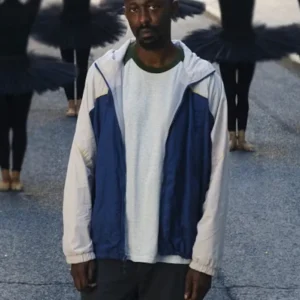 Empathie S01 Thomas Ngijol White and Blue Hooded Jacket