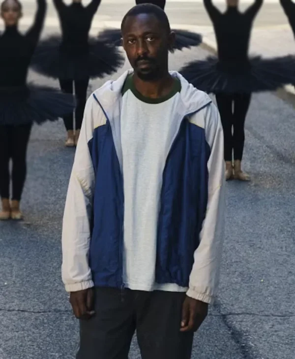 Empathie S01 Thomas Ngijol White and Blue Hooded Jacket