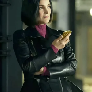 FUBAR S02 Carrie-Anne Moss Black Leather Jacket Side