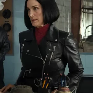 FUBAR S02 Carrie-Anne Moss Black Biker Leather Jacket