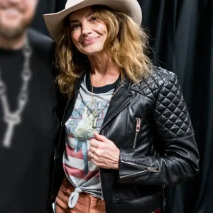 Faith Hill CMA Fest 2025 Black Leather Jacket