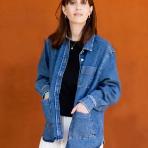 French Open 2025 Lolita Chammah Blue Denim Jacket Side