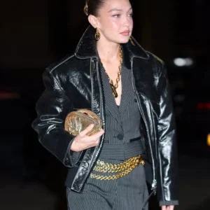 Gigi Hadid NYC 2025 Black Jacket Side