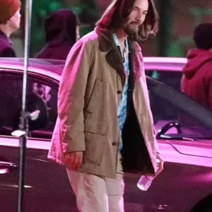 Good Fortune 2025 Keanu Reeves Shearling Coat Front