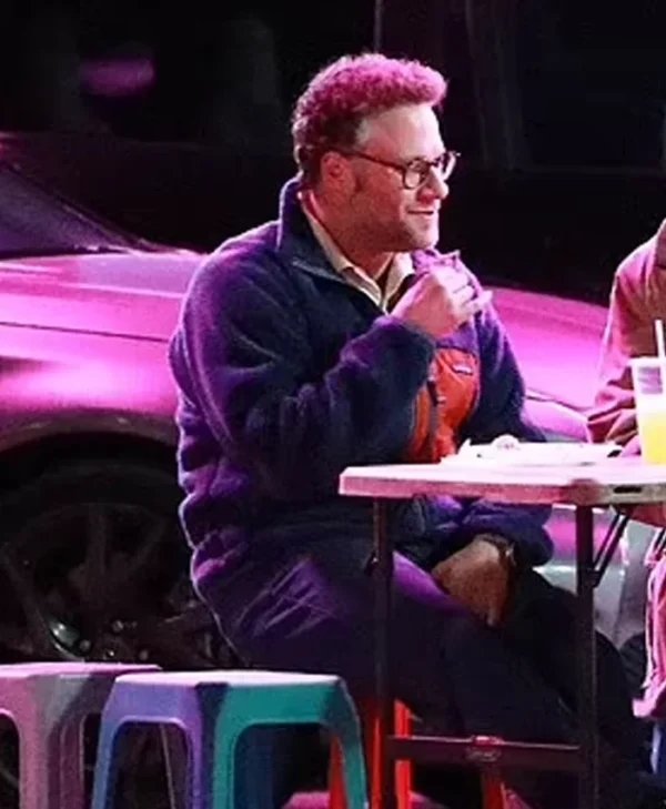 Good Fortune 2025 Seth Rogen Blue Jacket