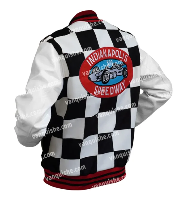 IMS Indianapolis 500 Checkered Varsity Jacket Back Look