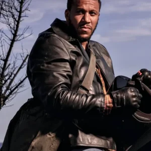 K.O. 2025 Ciryl Gane Black Leather Jacket Side