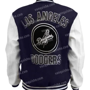 LA Dodgers Navy Varsity Wool Jacket Back