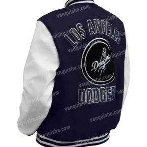LA Dodgers Navy Varsity Wool Jacket Back Look