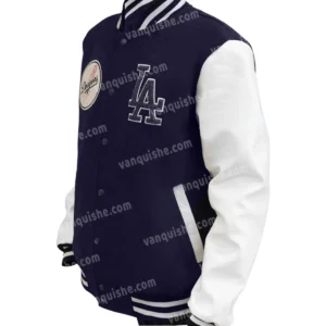 LA Dodgers Navy Varsity Wool Jacket Look