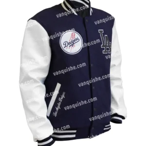 LA Dodgers Navy Varsity Wool Jacket Side Look
