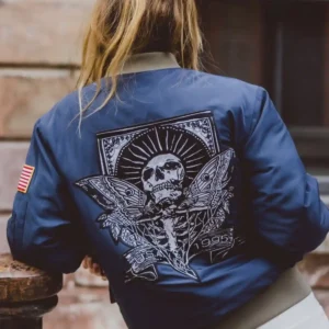 Leon Kennedy MA1 Bomber Navy Blue Jacket Back