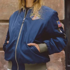 Leon Kennedy MA1 Bomber Navy Blue Jacket Front