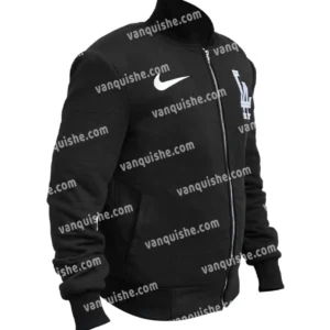 Los Angeles Black Full-Zip Bomber Jacket Side Look