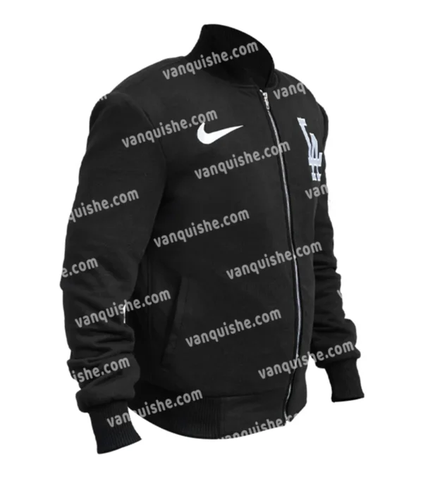 Los Angeles Black Full-Zip Bomber Jacket Side Look