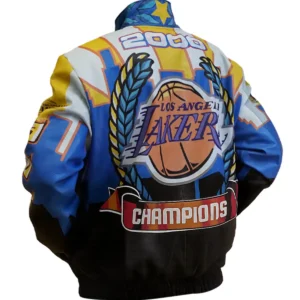 Los Angeles Lakers Vintage Bomber Leather Jacket Back Look
