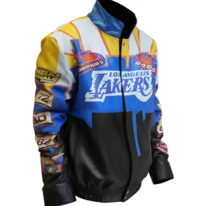 Los Angeles Lakers Vintage Bomber Leather Jacket Side