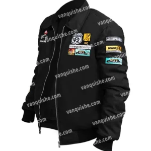 Mario Kart Black Bomber Jacket Side Look
