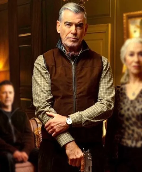 MobLand S01 Pierce Brosnan Brown Vest