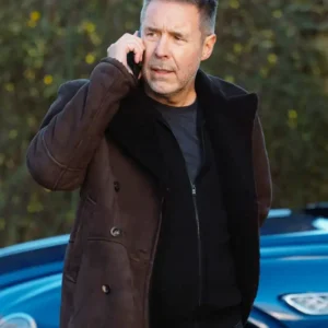 Mobland S01 Paddy Considine Brown Suede Coat Side