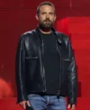 Netflix Tudum Ben Affleck Black Leather Jacket Side