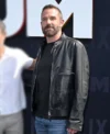 Netflix Tudum Ben Affleck Black Leather Jacket Front