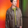 Oh Hi! Logan Lerman Brown Leather Jacket