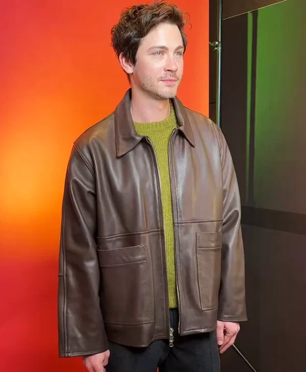 Oh Hi! Logan Lerman Brown Leather Jacket