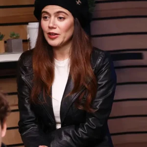 Oh Hi! Molly Gordon Black Leather Blazer Front