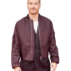 On Swift Horses Will Poulter Maroon Bomber Jacket