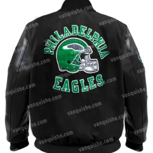 Philadelphia Eagles Black Varsity Wool Jacket Back