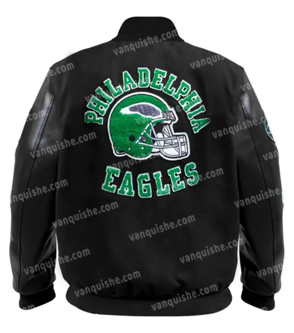 Philadelphia Eagles Black Varsity Wool Jacket Back