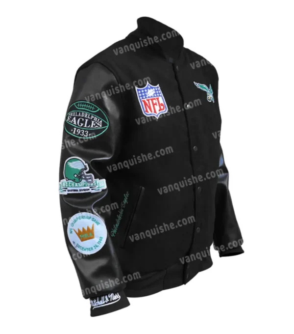 Philadelphia Eagles Black Varsity Wool Jacket Look