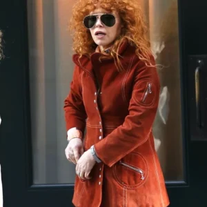 Poker Face S02 Natasha Lyonne Red Suede Coat