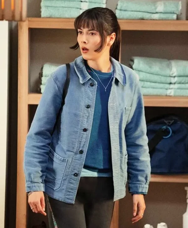 Poker Face S02 Patti Harrison Blue Jacket Side