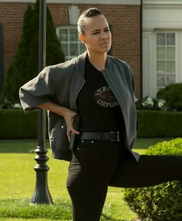 Reacher S03 Maria Sten Bomber Jacket Side