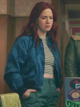 Resident Alien S04 Alice Wetterlund Blue Bomber Satin Jacket