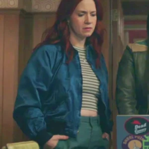 Resident Alien S04 Alice Wetterlund Blue Bomber Satin Jacket