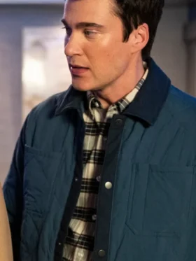 Resident Alien S04 Levi Fiehler Blue Quilted Jacket Front