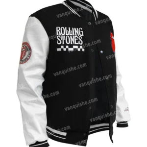 Rolling Stones Black and White Varsity Letterman Jacket