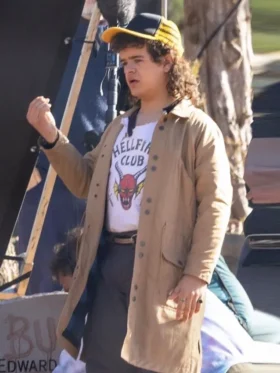 Stranger Things S05 Gaten Matarazzo Brown Coat Back