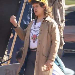 Stranger Things S05 Gaten Matarazzo Brown Coat Back