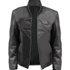 Superman Smallville Black Leather Jacket Front
